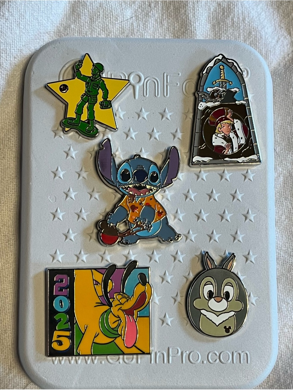 Disney Pin Trading Starter Set 5 Authentic Pins with Pinfolio Mini Board